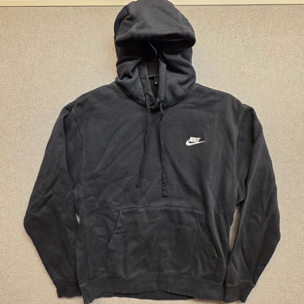 Nike Sportswear Club Fleece Hoodie Black White BV2654-010 Mens Medium